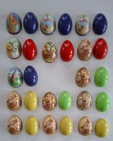Blech Ostereier Vintage diverse Farben und Sujets, 14 Stück