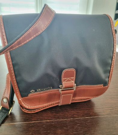 Umhängetasche Samsonite Leder Textil schwarz braun 