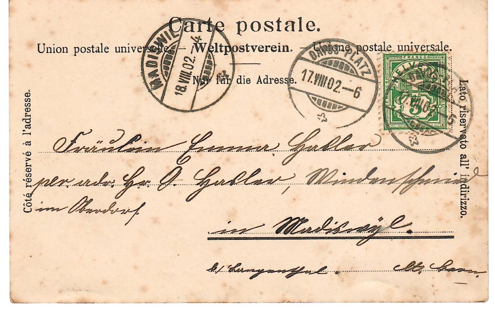 Cartoline postali: Davos mit Schlahörner – Usato da Zweisimmen venduto da jakobsweg 1