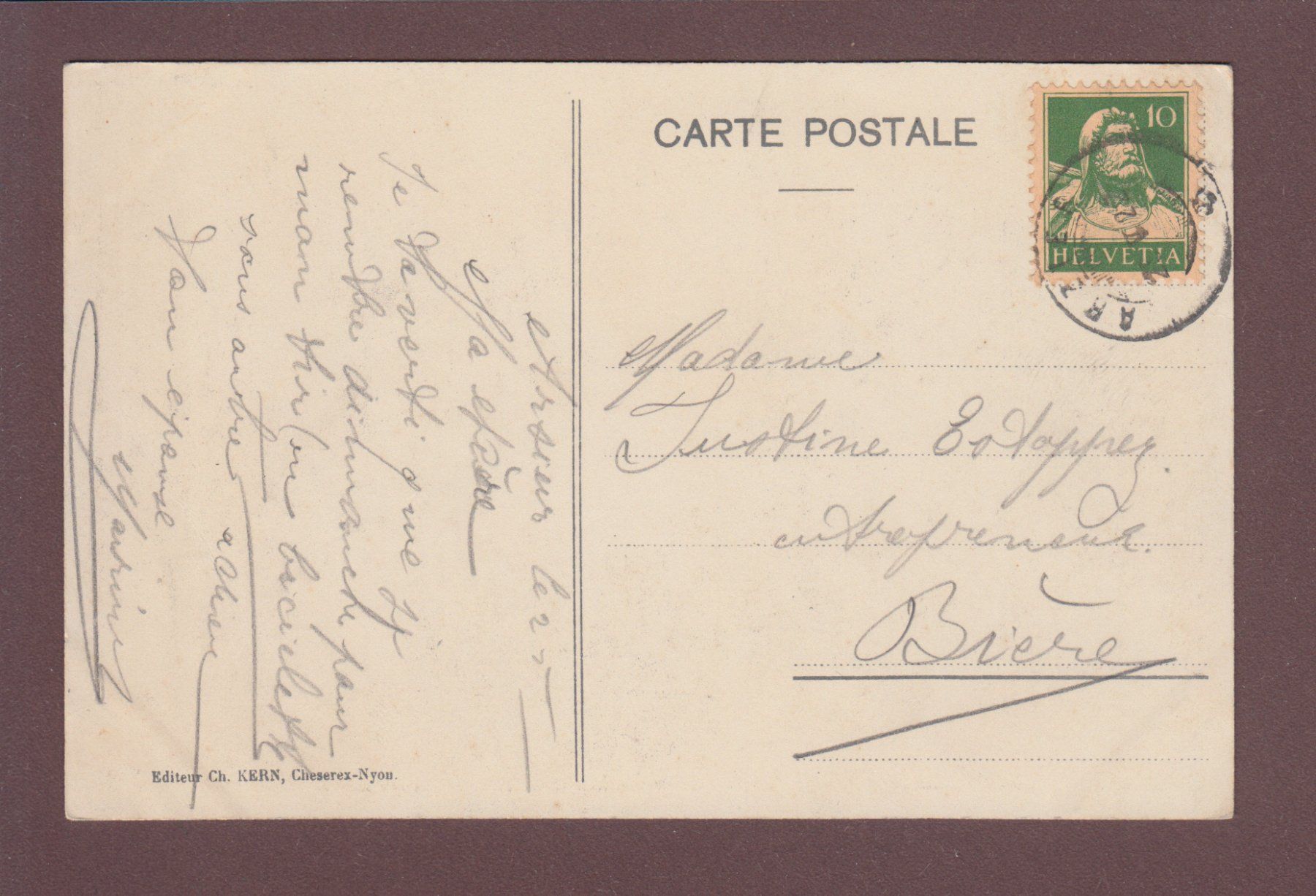 Cartoline postali: BONMONT - La Ferme - Cheserex - 1922 – Usato da Pully venduto da nicecards 1