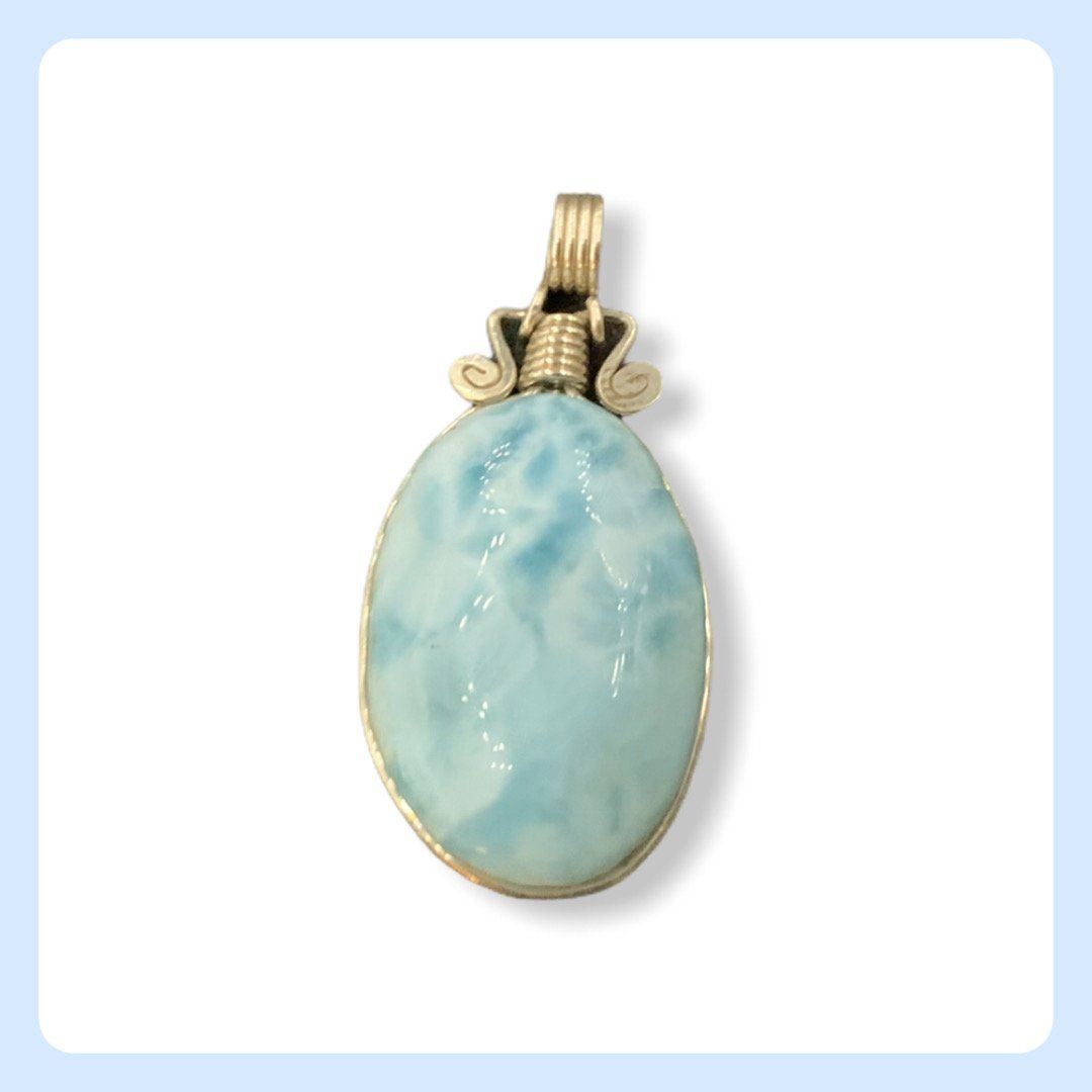 Ciondoli: Larimar AA Anhänger, Larimar AA Kette – Nuovo e nell'imballaggio originale da Zürich venduto da Mevas_Silber