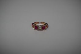 Ring mit pinken und weissen Steinen, Grösse verstellbar, Som