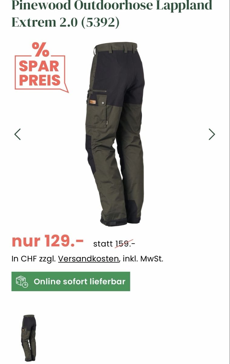 Pinewood Pantaloni: Pinewood Outdoorhose Lappland Extrem 2.0 Grösse 58 – Usato da Birsfelden venduto da Fabian0108