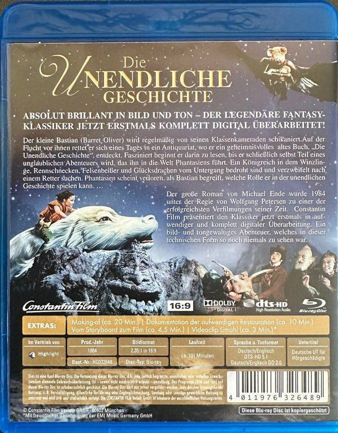 Tutti i DVDs: Die Unendliche Geschichte Blu-ray Trilogie mit Deutschem Ton – Usato da Beringen venduto da Mantafisch1 1