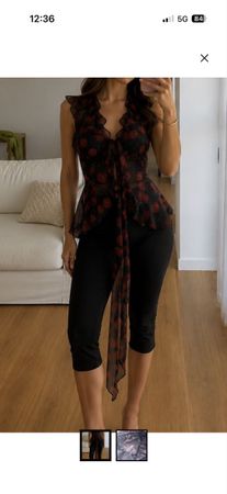 Fashion Nova Cherry Tüll Bluse Sommer Gr. S Neu mit Etikett