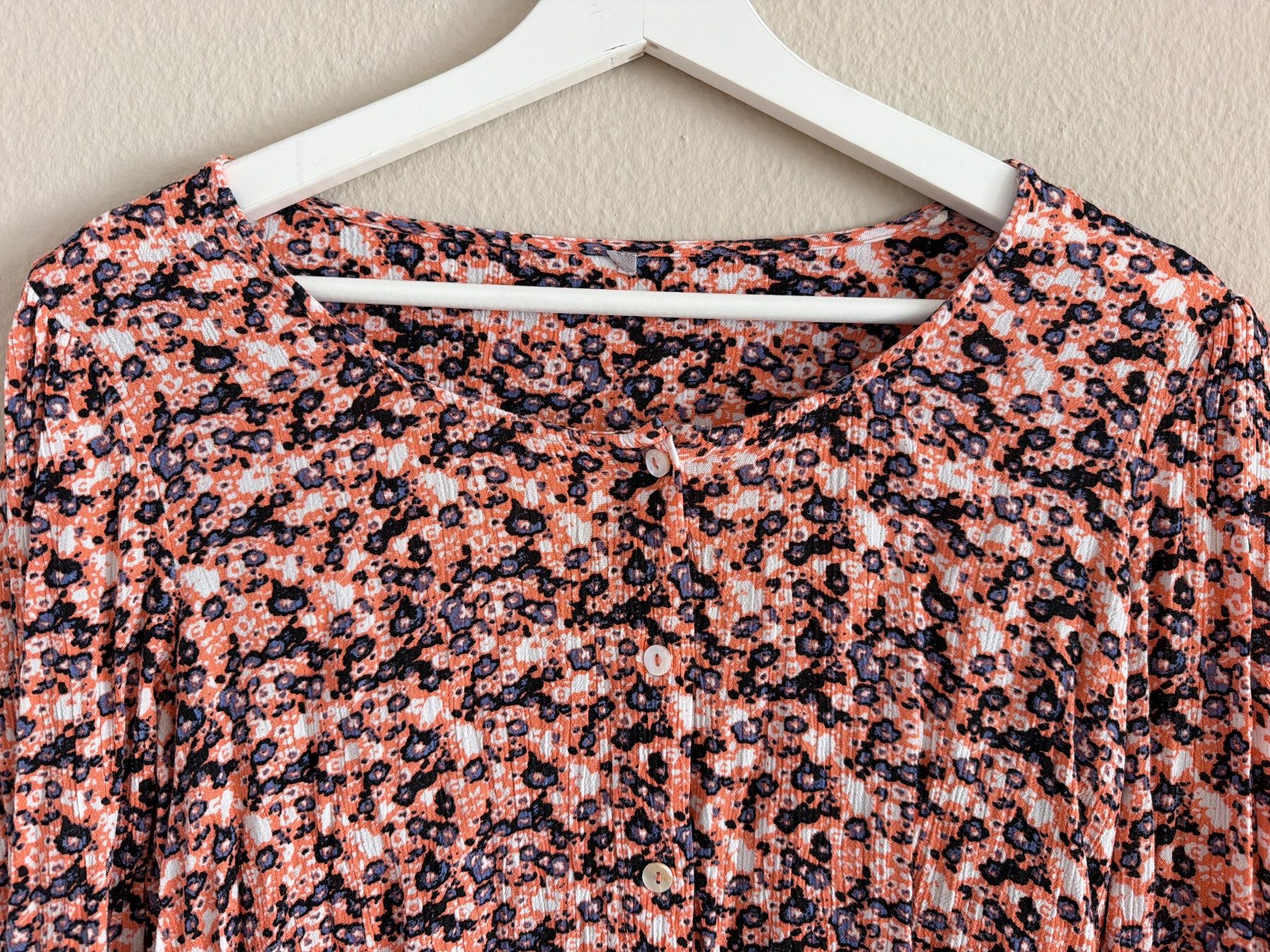 Camicette: Damen Bluse langarm gemustert mit Knopfleiste orange – Usato da Brunnen venduto da Evoiii 1
