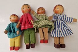 Biegepuppen, Vintage Holzpuppen-Familie