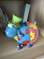Lustiges Sparschwein, bunt bemalt, mit Hut und Federn! (53)