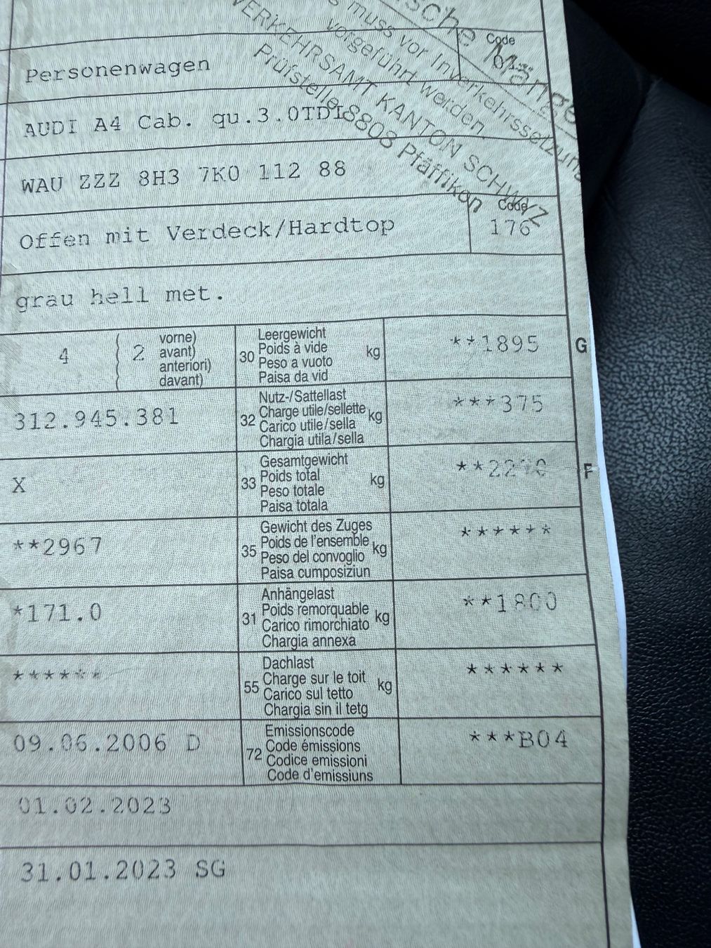 Audi Automobili: AUDI A4 3.0TDI  ASB Motor Handschalter – Usato da Uznach venduto da Tfsi 6