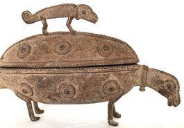 XXL wunderschönes alte Bronze Schatulle Chamäleon L 37 cm