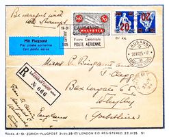 Flugpost Comptoir Suisse 1925 R-Brief nach England