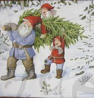 Serviette zwergenkinder mit weihnachtsbaum (w307) 2Stk.