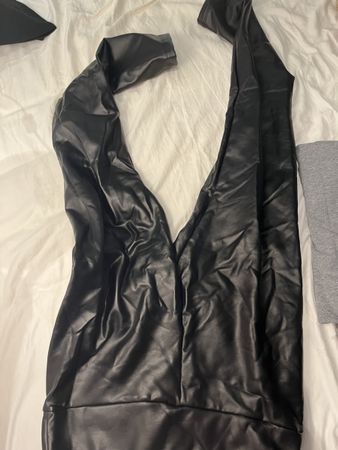 Black Faux Leather Leggings - Size Medium - Stylish!