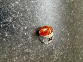 Bague en argent 925 avec ambre, grandeur 52