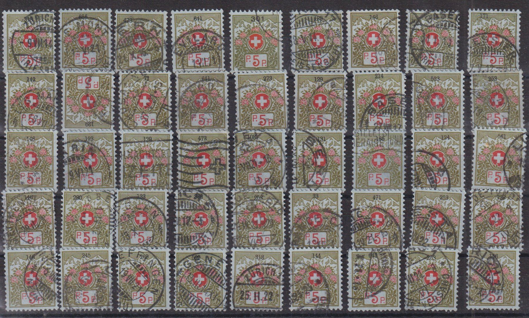 Alle Briefmarken: Top Lot Schweizer Wappen 5Rp.mit Kontrollnummer+++++ – Gebraucht aus Samnaun-Compatsch von Muckimu