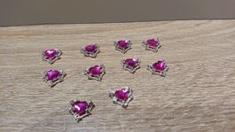 10 Strass-Herz-Applikationen, pink Nagel Schmuck Nails