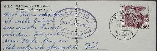 Cartoline postali: ZERNEZ Schw. Nationalpark Val Cluozza – Usato da Jona venduto da philajona 1