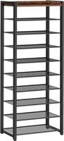 Schuhregal mit 10 Ebenen, Schmale Schuhablage, Schuhschrank