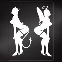 Girl Engel und Teufel Aufkleber Sticker 2teilig weiss NEU