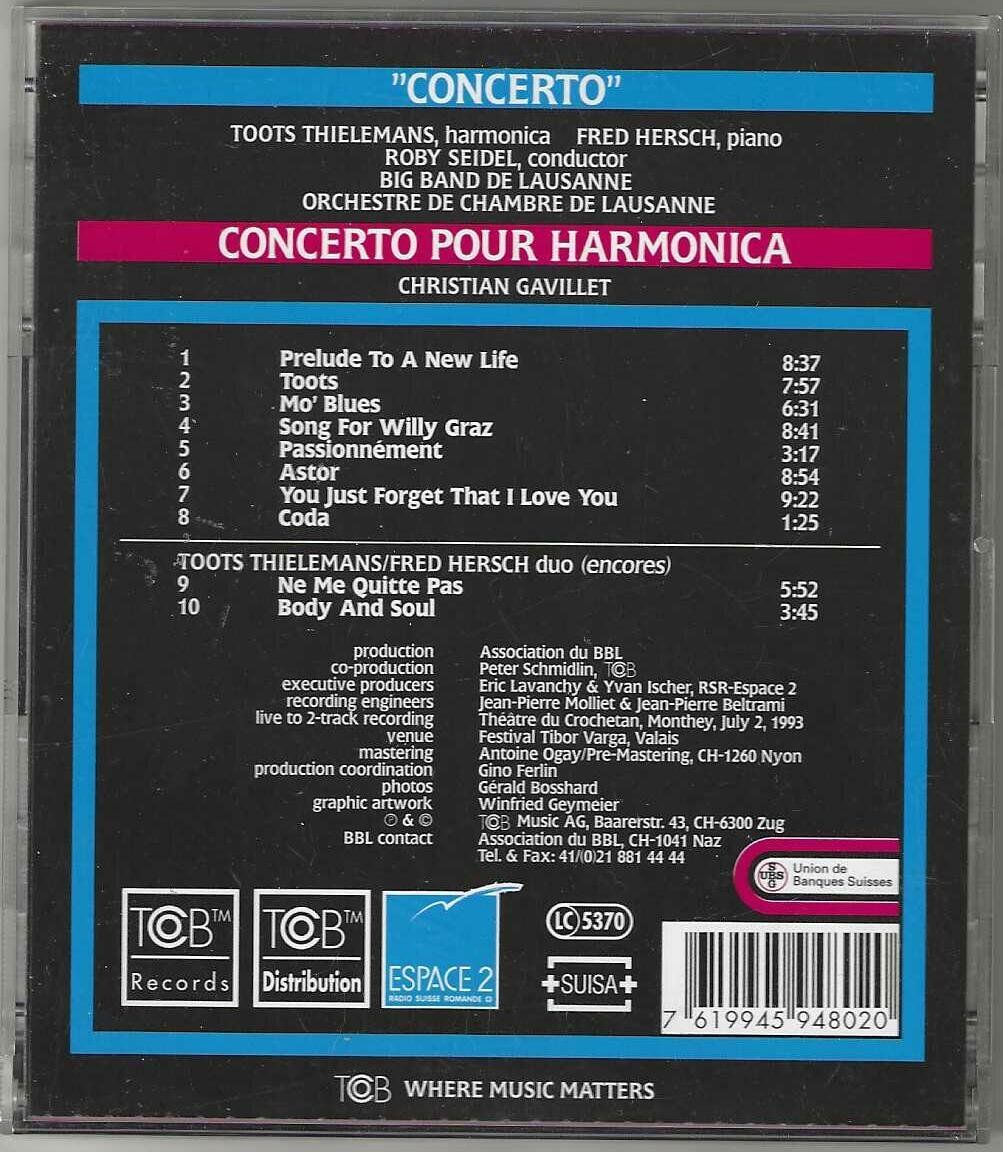 CDs: Tooth Thielemans - Concerto Pour Harmonica – D'occasion à Genève par CDLPBookS 1