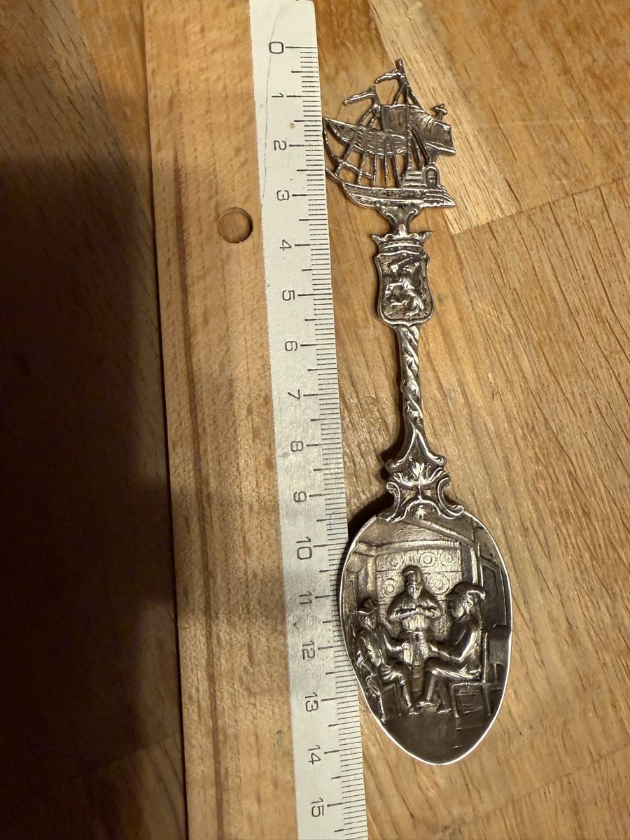 Cucchiai: Antiker vermutlich Silber Löffel mit Schiff Kaffelöffel – Usato da Goldach venduto da Messerguru 9