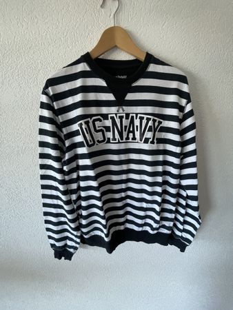 Sweat coton US Navy à rayures, marinière taille L