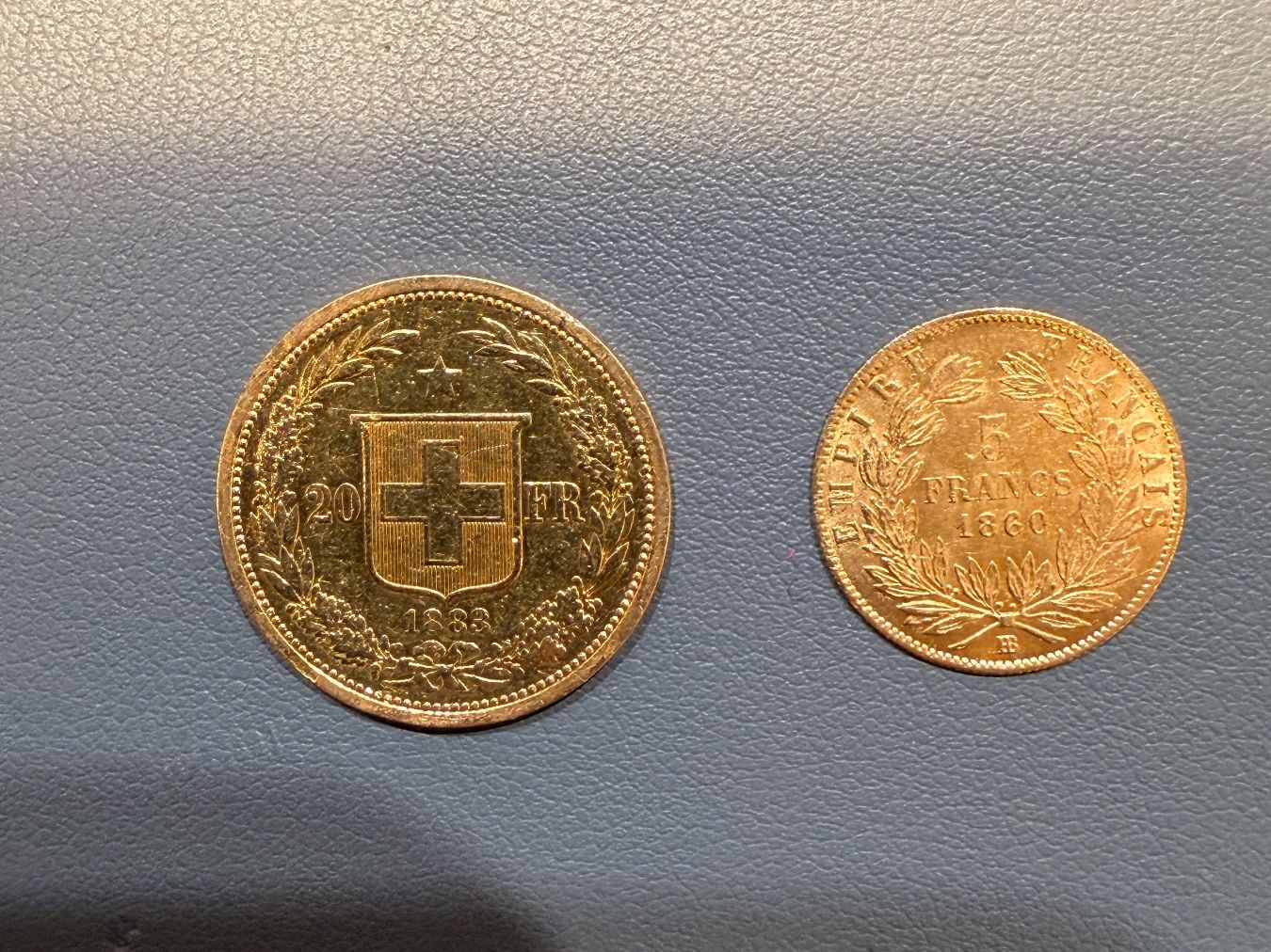 Tutti le monete: 20er Vreneli 1883 & 5 Francs 1860 – Usato da Zürich venduto da Watches-Co. 1