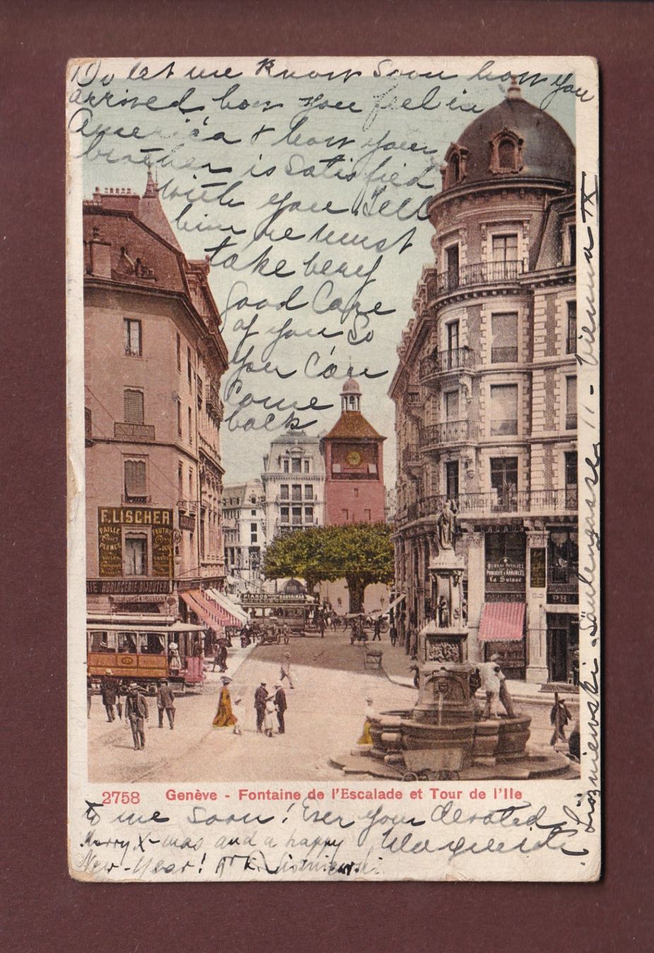 Cartoline postali: GENEVE - Fontaine de l'Escalade - 1908 – Usato da Pully venduto da nicecards