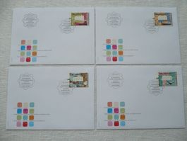 2001 4 FDC ATM Transportmittel Einzelmarken SBK 15 - 18