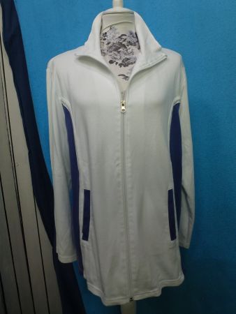 PETER HAHN FREIZEIT JACKE GR 44 WEISS JEANSBLAU RV NEUWERTIG