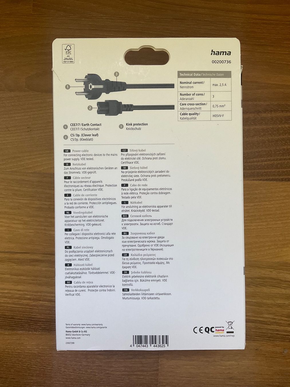 Hama Cavi: Netzkabel für Notebook/Laptop C5 -> CEE7/7 – Nuovo (secondo la descrizione) da Marly venduto da St._Benny_John 1