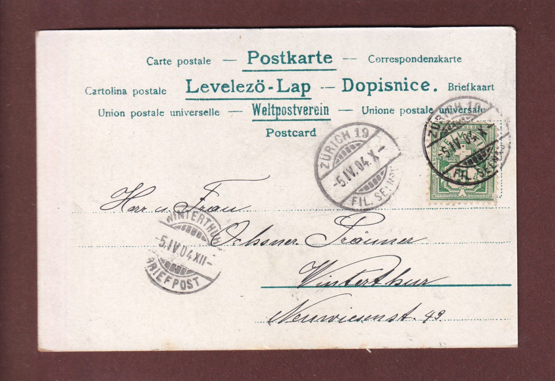 Cartoline postali: ZÜRICH - Limmatquai - 1904 – Usato da Pully venduto da nicecards 1