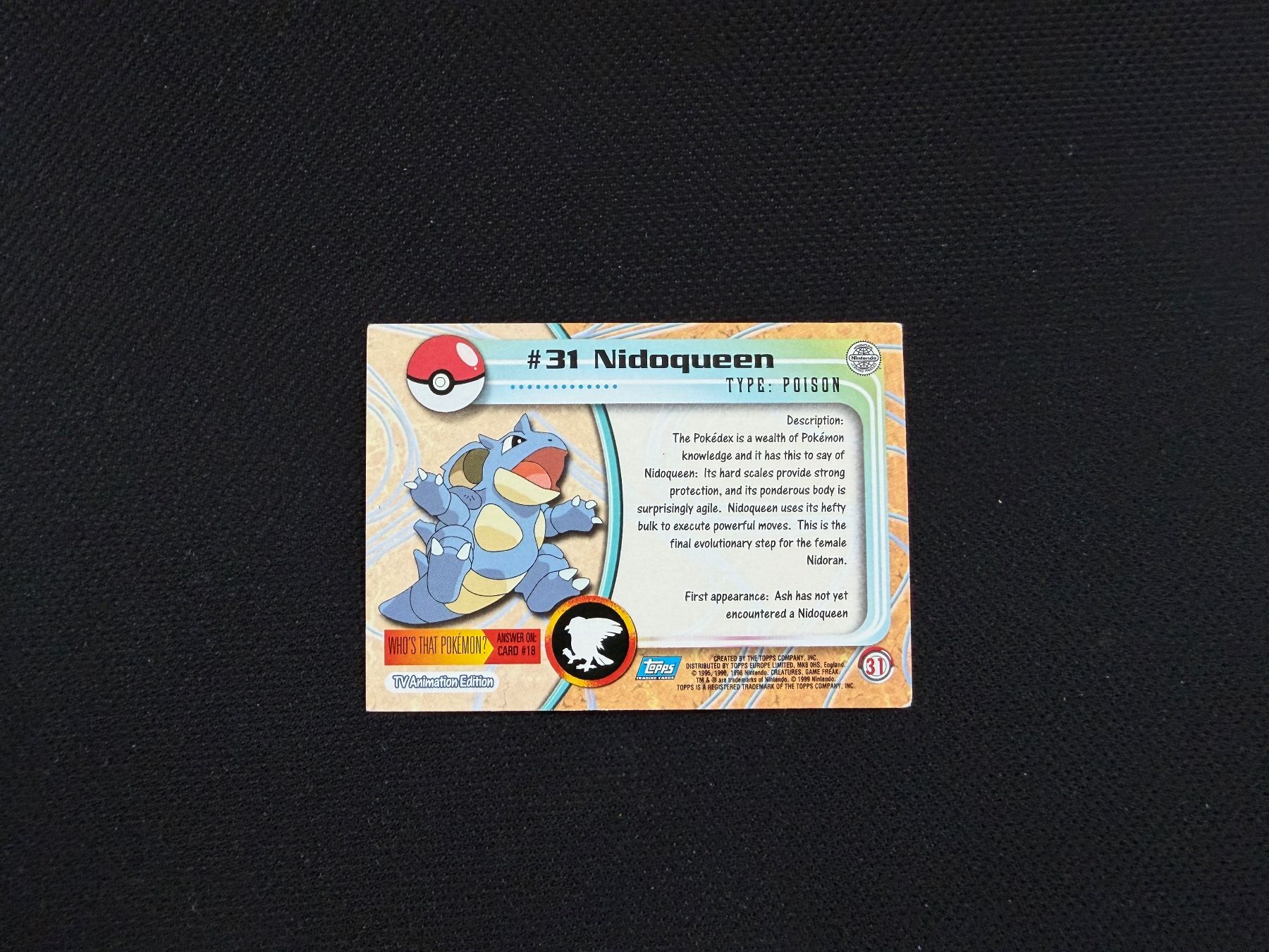 Pokémon Carte collezionabili: Pokémon Topps 1999 - Nidoqueen – Usato da Zürich venduto da mountainwizard00 1