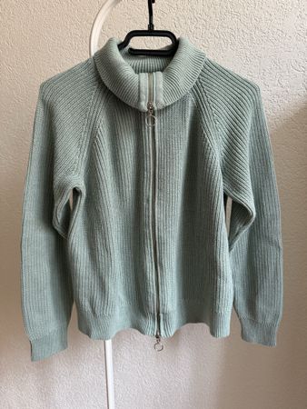 Gilet/cardigan zip col montant vert d’eau Laura Scott, 36/38