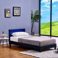 13988 - LED Bett 90x200cm + Lattenrost - SCHWARZ