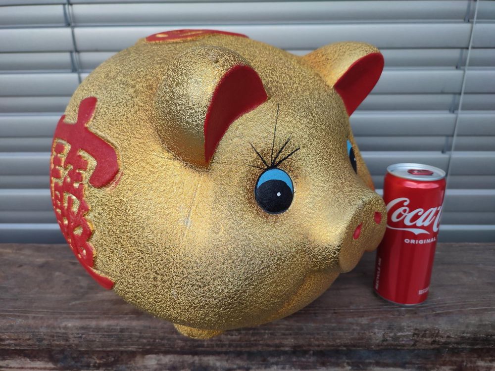 Sehr grosses chinesisches Glücks-Schwein aus Metall (D&amp;#39;occasion) à ...