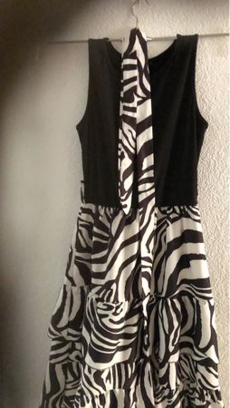 Sleeveless Dress Black White Zebra Pattern (see description: