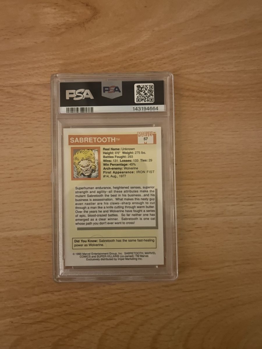 Marvel Carte collezionabili: Marvel Universe Sabretooth 1990 PSA 10 – Nuovo (secondo la descrizione) da Schötz venduto da lor_z95g 1