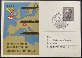 Tag der Briefmarke 1950 auf Originalkarte, SBK 18 Fr.