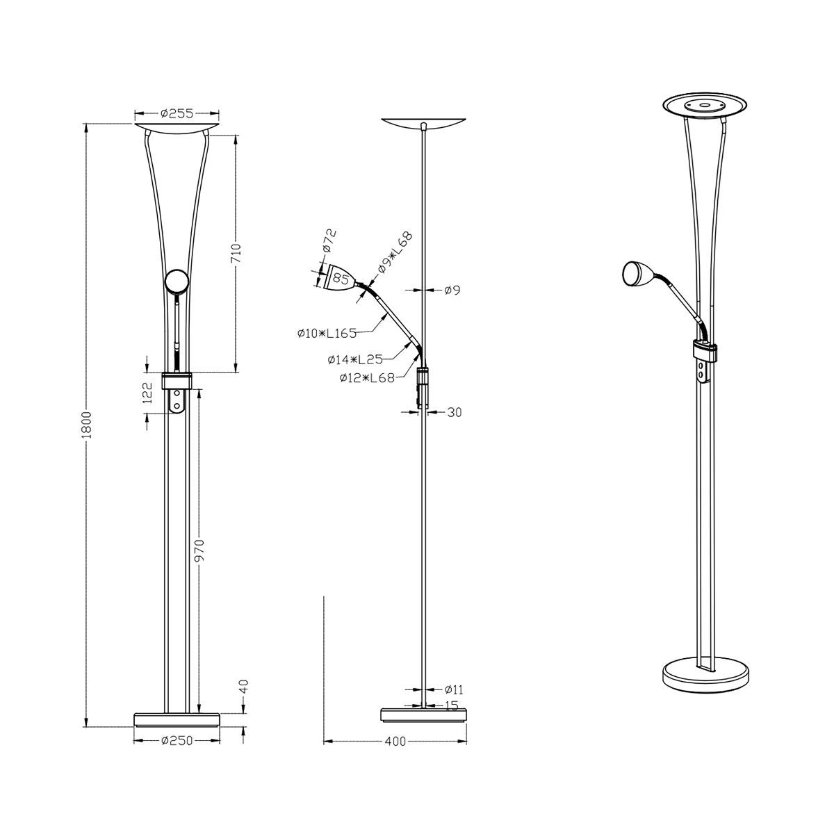 Lampade: LED Fluter, Dimmer, 180 cm Höhe – Nuovo (secondo la descrizione) da Kreuzlingen venduto da Smart-Light 2
