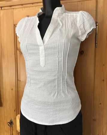 TOP 💜 Gr S 36 Stretch Bluse weiss