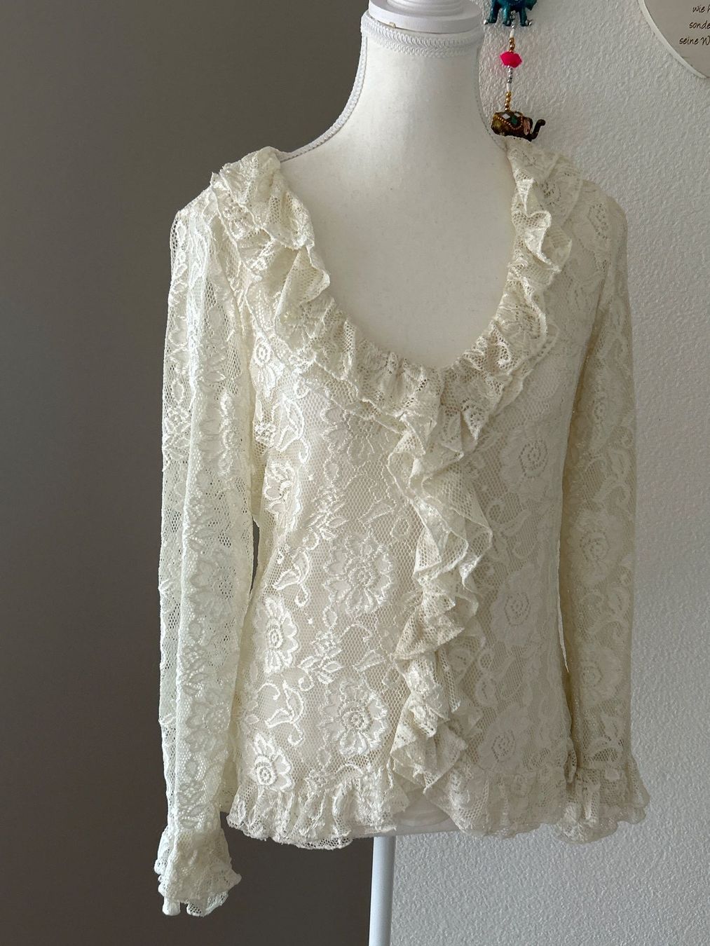 Camicette: Elegante Spitzenbluse hellbeige von Changes Gr. 38 – Usato da Brunnen venduto da Nala2929