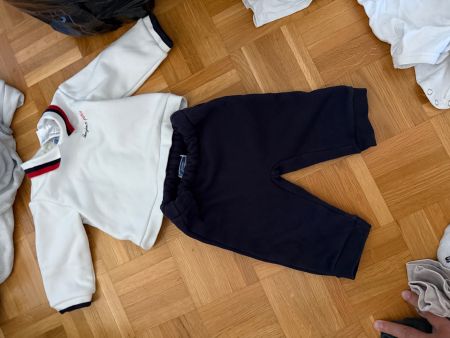 Baby Outfit 2-Teiler Weiss Dunkelblau 67 cm ca. 6 Monate