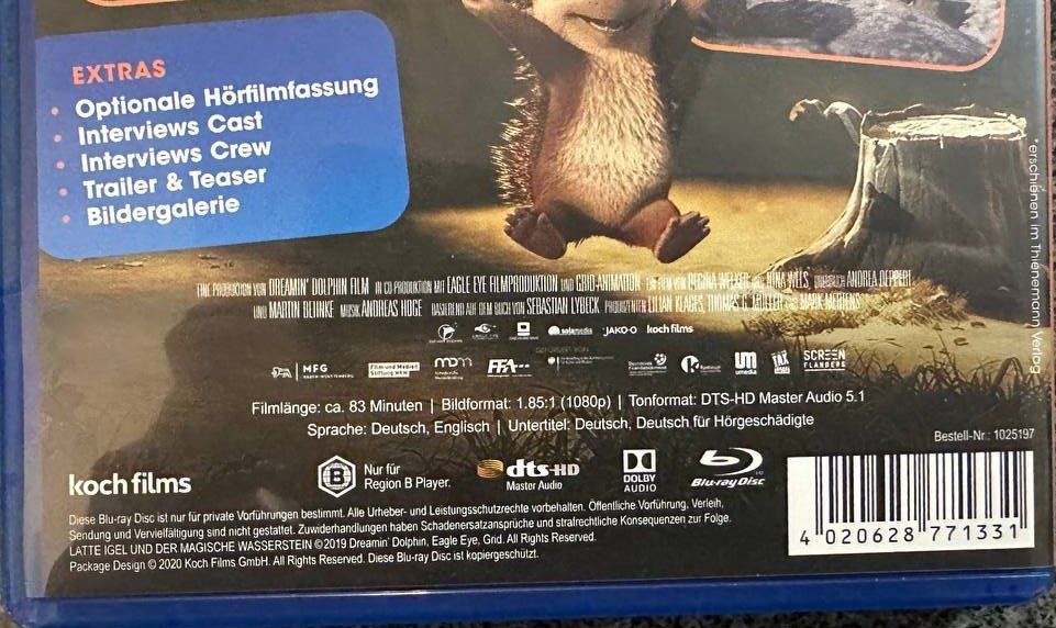 Tutti i DVDs: Latte Igel und der magische Wasserstein Blu-ray – Usato da Beringen venduto da Mantafisch1 2
