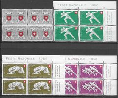 1950 :Pro Patria Viererblock Serie Nr.B46-50 **