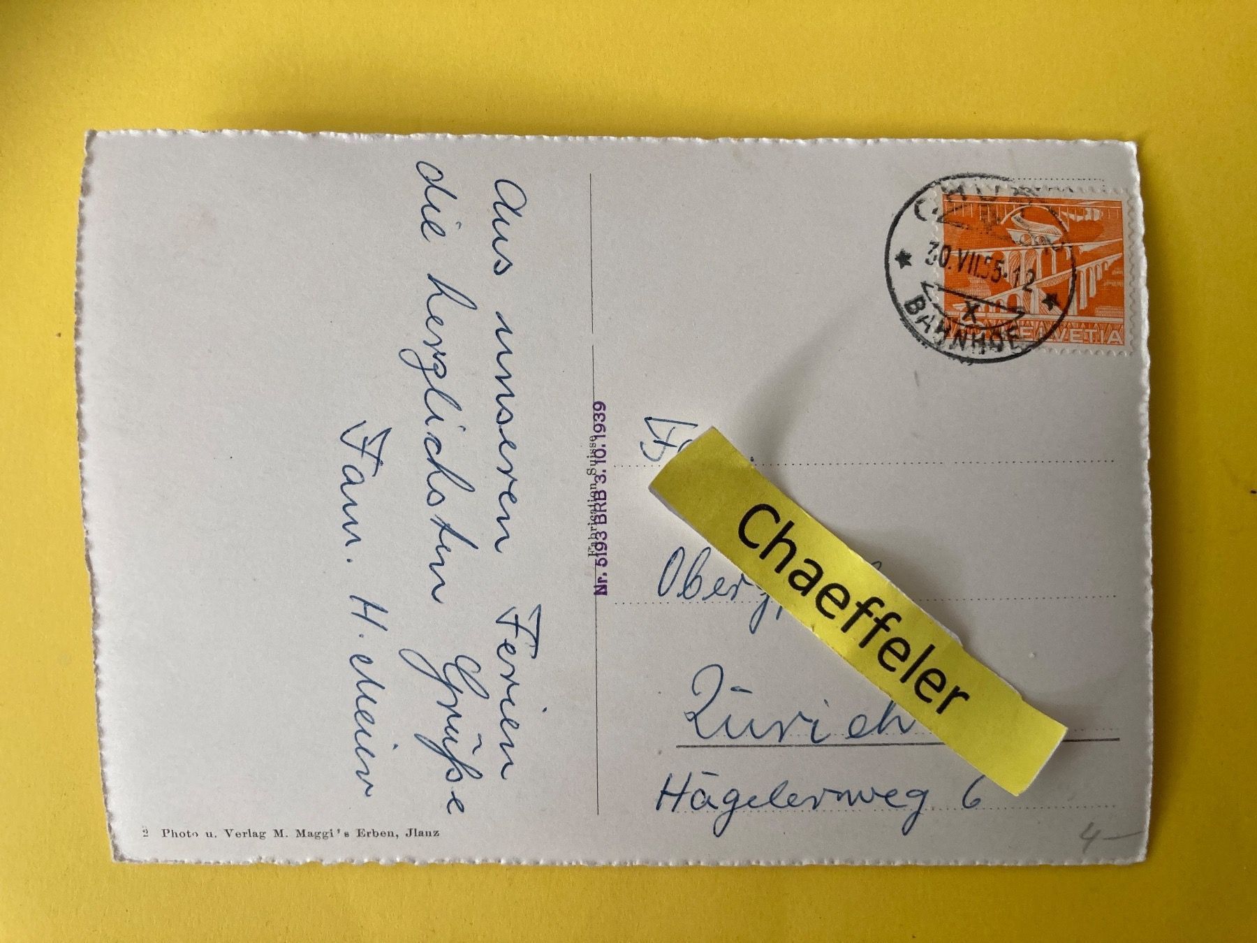 Cartoline postali: 1955 Glion ( Jlanz ) – Usato da Zürich venduto da Chaeffeler 1