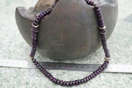 Sugilith   Kette  Dunkel Facet  42cm  TOP Kette mit Silber