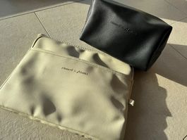 ZIMMERLI x SWISS First Class Amenity Kit, Schwarz und Creme