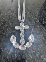 Silberfarbene Anker Halskette mit Strass- neuwertig!