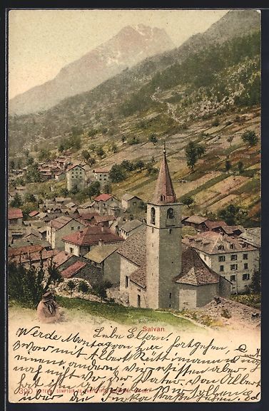 Ansichtskarten: AK Salvan, Teilansicht mit Kirche, 1902 – Gebraucht aus Berlin von bartko-reher